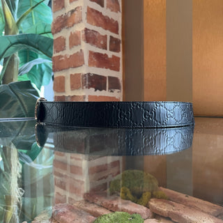 GUCCI Guccissima Reversible Black/Brown Leather Belt SZ 85/34