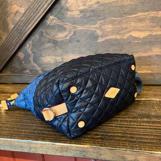 MZ WALLACE Medium Sutton Deluxe Black Navy Tote Bag