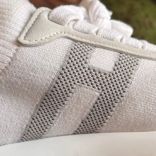 HERMES White/Grey Knit Crew H Logo Sneakers SZ 38 (US 8)