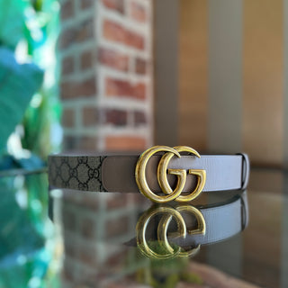 GUCCI GG Supreme Beige/Ebony Coated Canvas Belt SZ 95/38