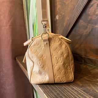 LOUIS VUITTON Soft Speedy Bandouliere 30 Arizona Monogram Empreinte Leather Satchel Bag