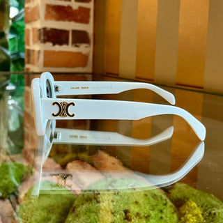 CELINE CL 40194U White Oval Acetate Sunglasses