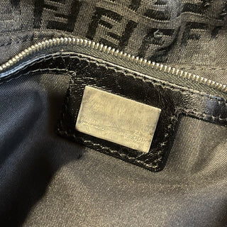 FENDI Mama Baguette Black FF Zucca Canvas Shoulder Bag