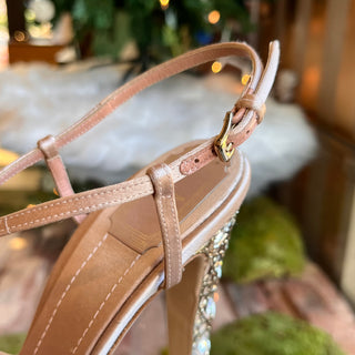 DIOR Cannage Champagne Satin Crystal Platforms SZ38(8US)