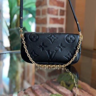 LOUIS VUITTON Ivy Giant Monogram Empreinte Black Wallet on Chain Bag