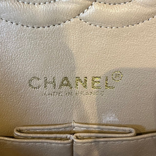 CHANEL Classic Double Flap Medium Beige Quilted Lambskin Vintage Shoulder Bag