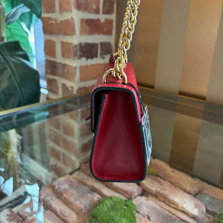 GUCCI Red Guccissima Signature Padlock Shoulder Bag