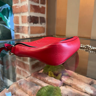 GUCCI Mini Red Pebbled Calfskin Leather Soho Crossbody