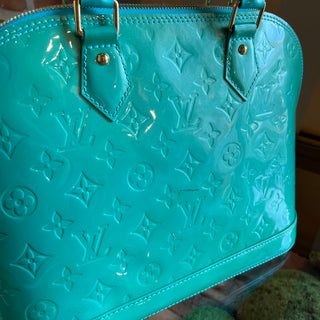 LOUIS VUITTON Monogram Vernis Alma Turquoise PM