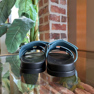 HERMES Chypre Blue Suede Goatskin Sandals SZ39(9US)