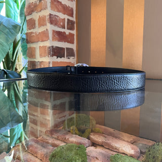 GUCCI GG Debossed Guccissima Black Leather Belt SZ 95/38