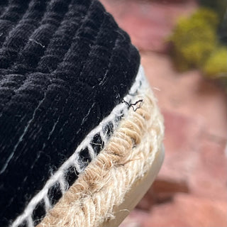 CHANEL CC Black Velvet Grosgrain Espadrilles SZ 41 (US 11)