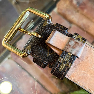 LOUIS VUITTON Brown Monogram Coated Canvas Belt 30/90