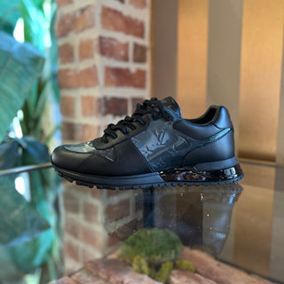 LOUIS VUITTON Run Away LV Monogram Black Leather Sneakers SZ 8