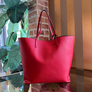 ALEXANDER MCQUEEN Skull Shopper Red Grained Calfskin Tote