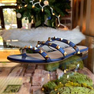 VALENTINO Rockstud Royal Blue Leather Sandals SZ36.5(6.5US)