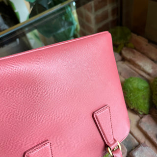PRADA Promenade Pink Saffiano Lux Dome Top Handle