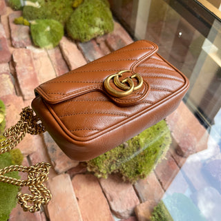 GUCCI GG Marmont Super Mini Azalea Calfskin Leather Crossbody Bag