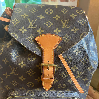 LOUIS VUITTON Montsouris GM Brown Monogram Canvas Drawstring Backpack