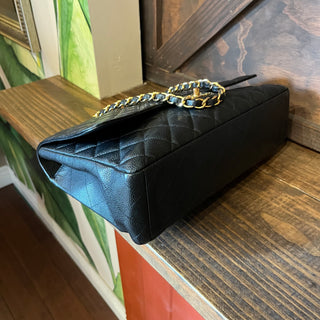 CHANEL Maxi Single Flap Black Caviar Leather Shoulder Bag