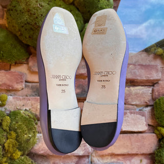 JIMMY CHOO Purple Leather Elme Flats SZ 35 (US 5)