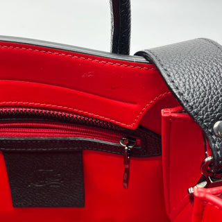 CHRISTIAN LOUBOUTIN Paloma Mini Loubinthesky Black Grained Calf Leather Spikes Top Handle Bag