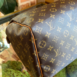 LOUIS VUITTON Speedy 35 Brown Monogram Canvas Satchel Bag