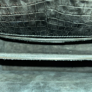 SAINT LAURENT Medium Monogram Sunset Black Crocodile Embossed Calfskin Shoulder Bag