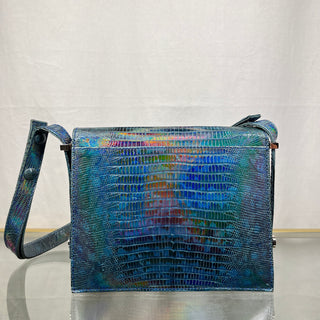 FENDI Vintage Lizard Iridescent Blue Shoulder Bag