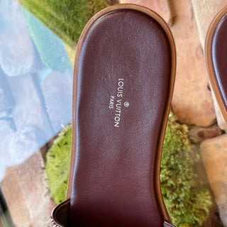 LOUIS VUITTON Since 1854 Red Canvas Slip On Mules 39.5 (9.5US)