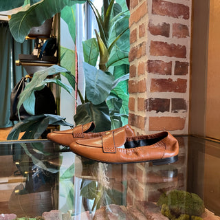 TORY BURCH Bourbon Leather Ballet Loafers SZ6M