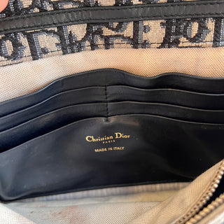 DIOR Saddle Wallet On Chain Oblique Blue Canvas Crossbody Bag