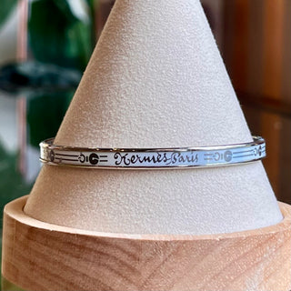 HERMES Fantaisie d'Etriers White Enamel Bangle