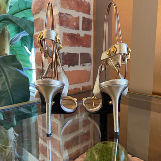 VERSACE Metallic Gold Leather Medusa Heels SZ 36 (US 6)