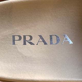 PRADA Beige Leather Shearling Slides SZ 37 (US 7)