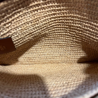 CELINE Small Triomphe Woven Raffia Zip Pouch