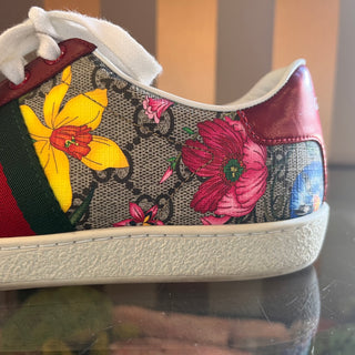 GUCCI Red Green Flora GG Supreme Web Ace Sneakers SZ 38 (US 8)