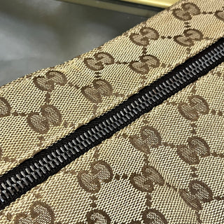 GUCCI Dark Brown GG Monogram Web Belt Bag