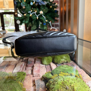 SAINT LAURENT Lou Black Calfskin Matelasse Monogram Crossbody Bag