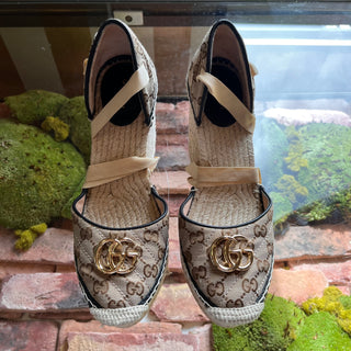 GUCCI GG Fabric Espadrille Wedges SZ 40 (US 10)