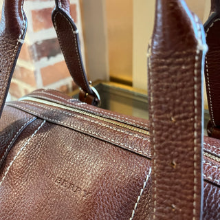 BURBERRY Brown Grained Leather Satchel Bag