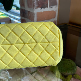 CHANEL Yellow Quilted Jersey Small Just Mademoiselle Bowling Bag