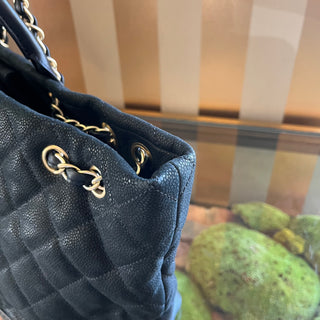 CHANEL Black Quilted Caviar Leather Charm Tote Bag ADI1187