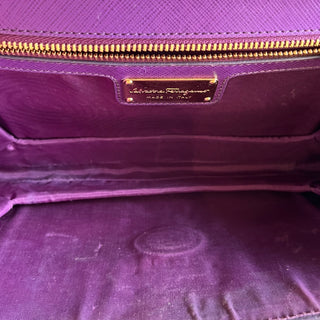 SALVATORE FERRAGAMO Vara Large Barolo Embossed Calfskin Leather Shoulder Bag