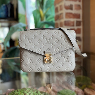 LOUIS VUITTON Pochette Metis Turtledove Empreinte Leather Crossbody Bag