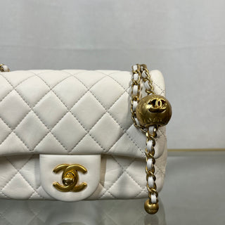 CHANEL White Quilted Mini Pearl Crush Flap Crossbody