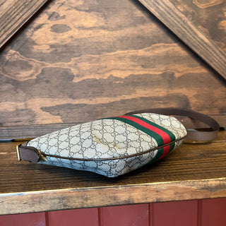 GUCCI Ophidia Half Moon Hobo Beige Ebony GG Coated Canvas Shoulder Bag