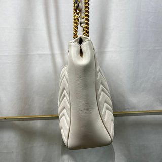 GUCCI White GG Marmont Chain Shoulder Bag