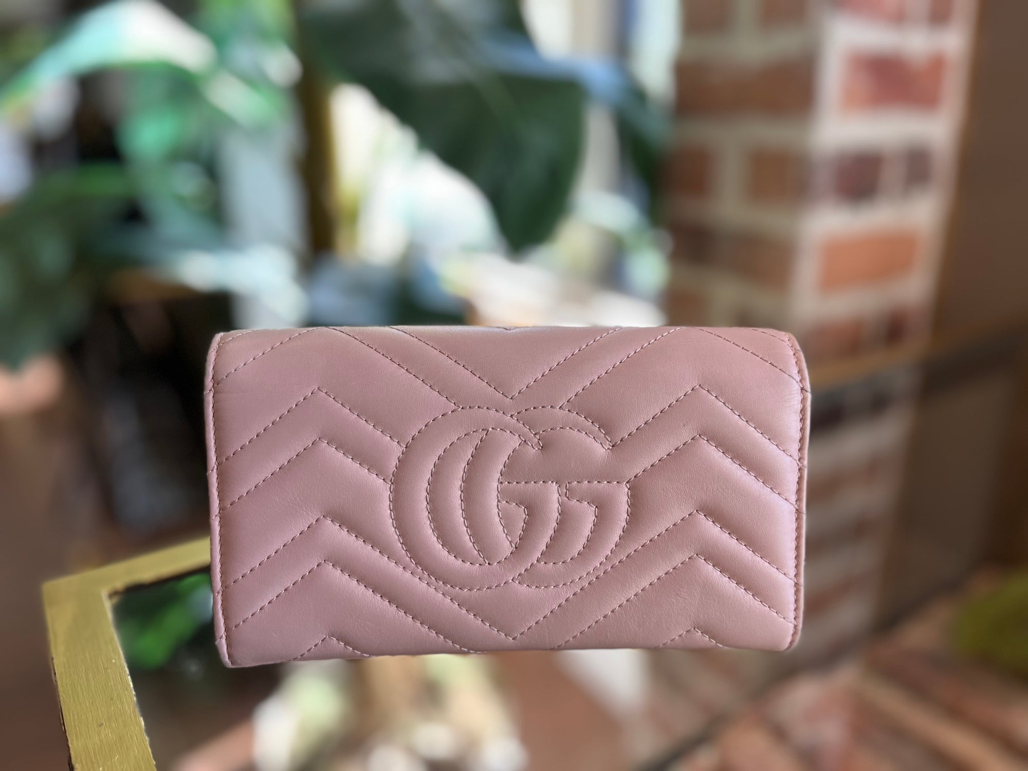 GUCCI Light Pink GG Marmont Long Wallet