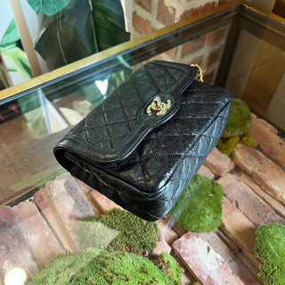 CHANEL Square Camera Black Caviar Leather Crossbody Bag